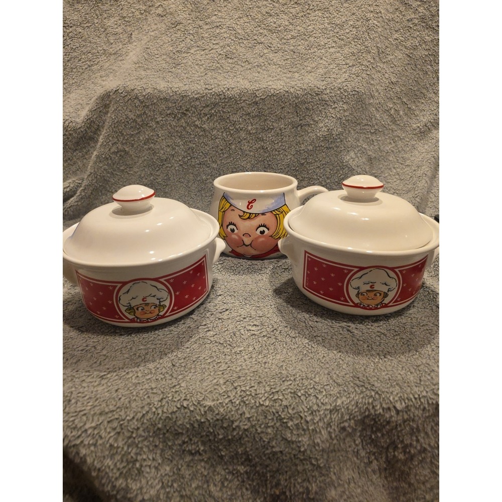 Set Of 3 Vintage Campbell‎ Soup Crocs (2) And Soup Mug (1)